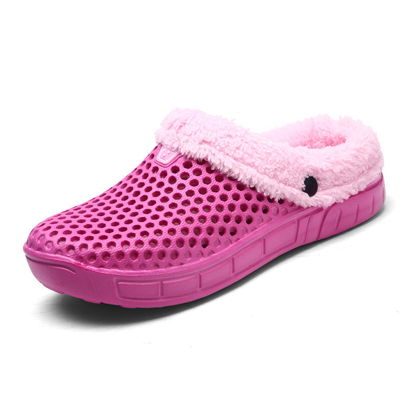 Fuzzy Plush Garden Clogs Indoor Couple Slippers